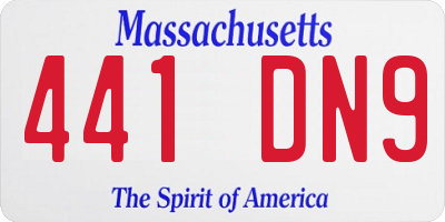 MA license plate 441DN9