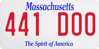 MA license plate 441DO0