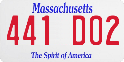 MA license plate 441DO2