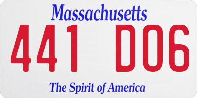 MA license plate 441DO6
