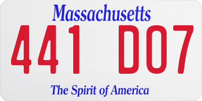 MA license plate 441DO7
