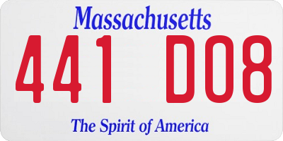MA license plate 441DO8