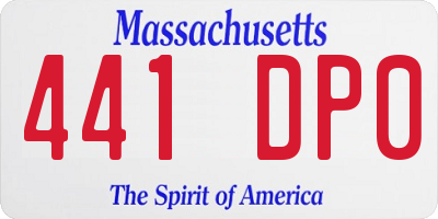 MA license plate 441DP0
