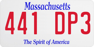 MA license plate 441DP3