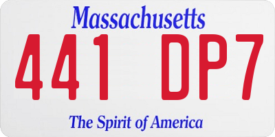 MA license plate 441DP7