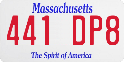 MA license plate 441DP8