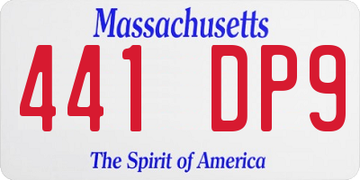 MA license plate 441DP9