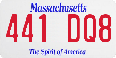 MA license plate 441DQ8