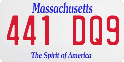 MA license plate 441DQ9