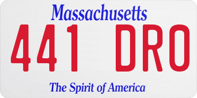 MA license plate 441DR0