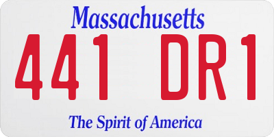 MA license plate 441DR1