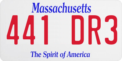 MA license plate 441DR3