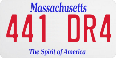 MA license plate 441DR4