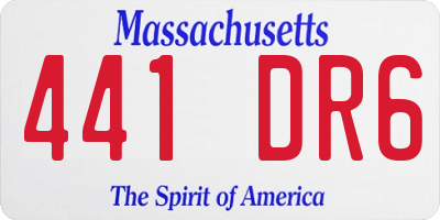 MA license plate 441DR6