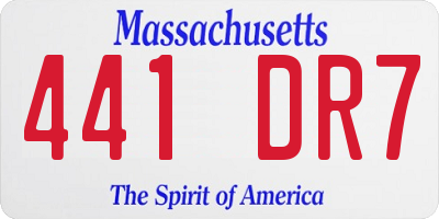 MA license plate 441DR7
