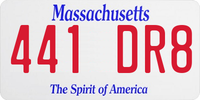 MA license plate 441DR8