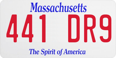 MA license plate 441DR9