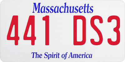 MA license plate 441DS3