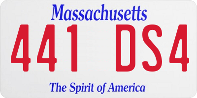 MA license plate 441DS4