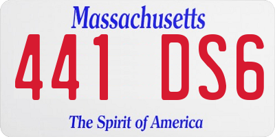 MA license plate 441DS6