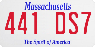MA license plate 441DS7