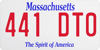MA license plate 441DT0