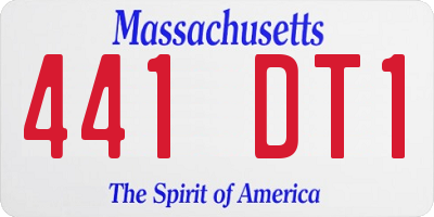 MA license plate 441DT1