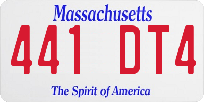 MA license plate 441DT4