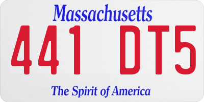 MA license plate 441DT5