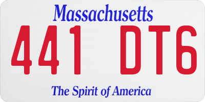 MA license plate 441DT6
