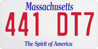 MA license plate 441DT7