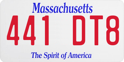 MA license plate 441DT8