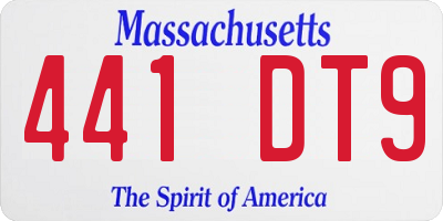 MA license plate 441DT9