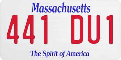 MA license plate 441DU1