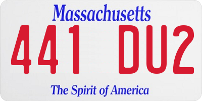 MA license plate 441DU2