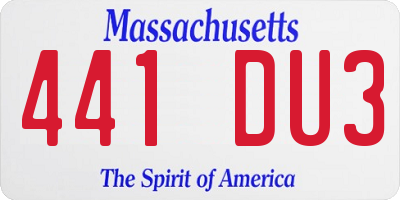 MA license plate 441DU3