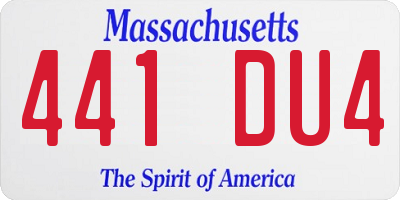 MA license plate 441DU4