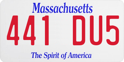 MA license plate 441DU5