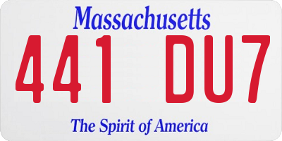 MA license plate 441DU7