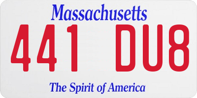 MA license plate 441DU8