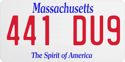 MA license plate 441DU9