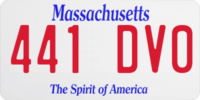MA license plate 441DV0