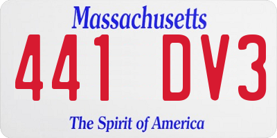 MA license plate 441DV3