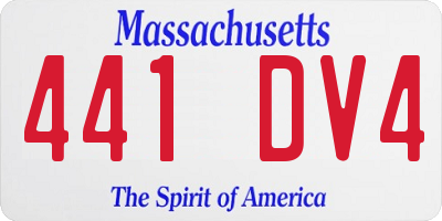 MA license plate 441DV4