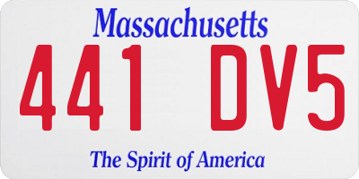 MA license plate 441DV5