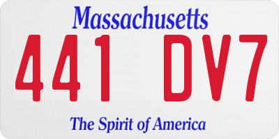 MA license plate 441DV7