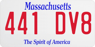 MA license plate 441DV8