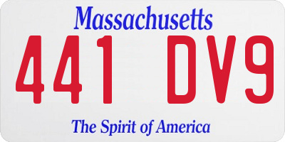 MA license plate 441DV9