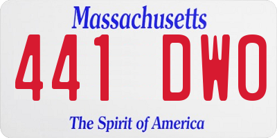 MA license plate 441DW0