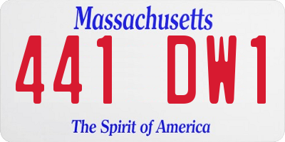 MA license plate 441DW1